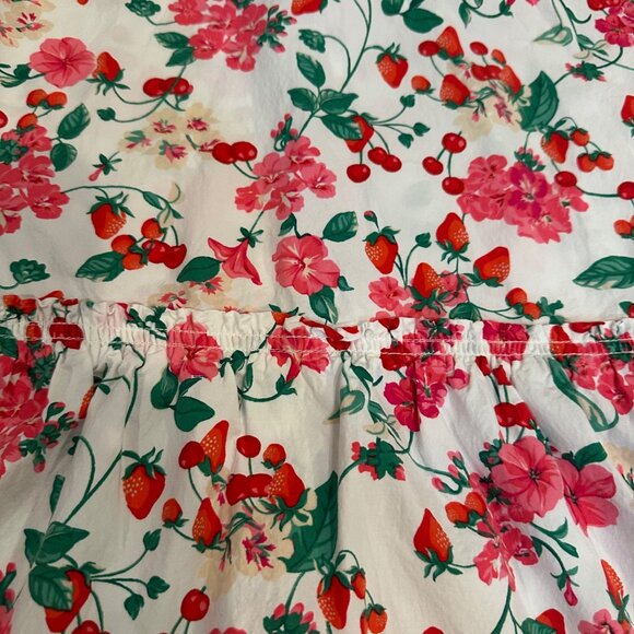 ANN TAYLOR WOMENS LARGE STRAWBERRY LARGE RED & WHITE SHIRT BLOUSE - Picture 7 of 10